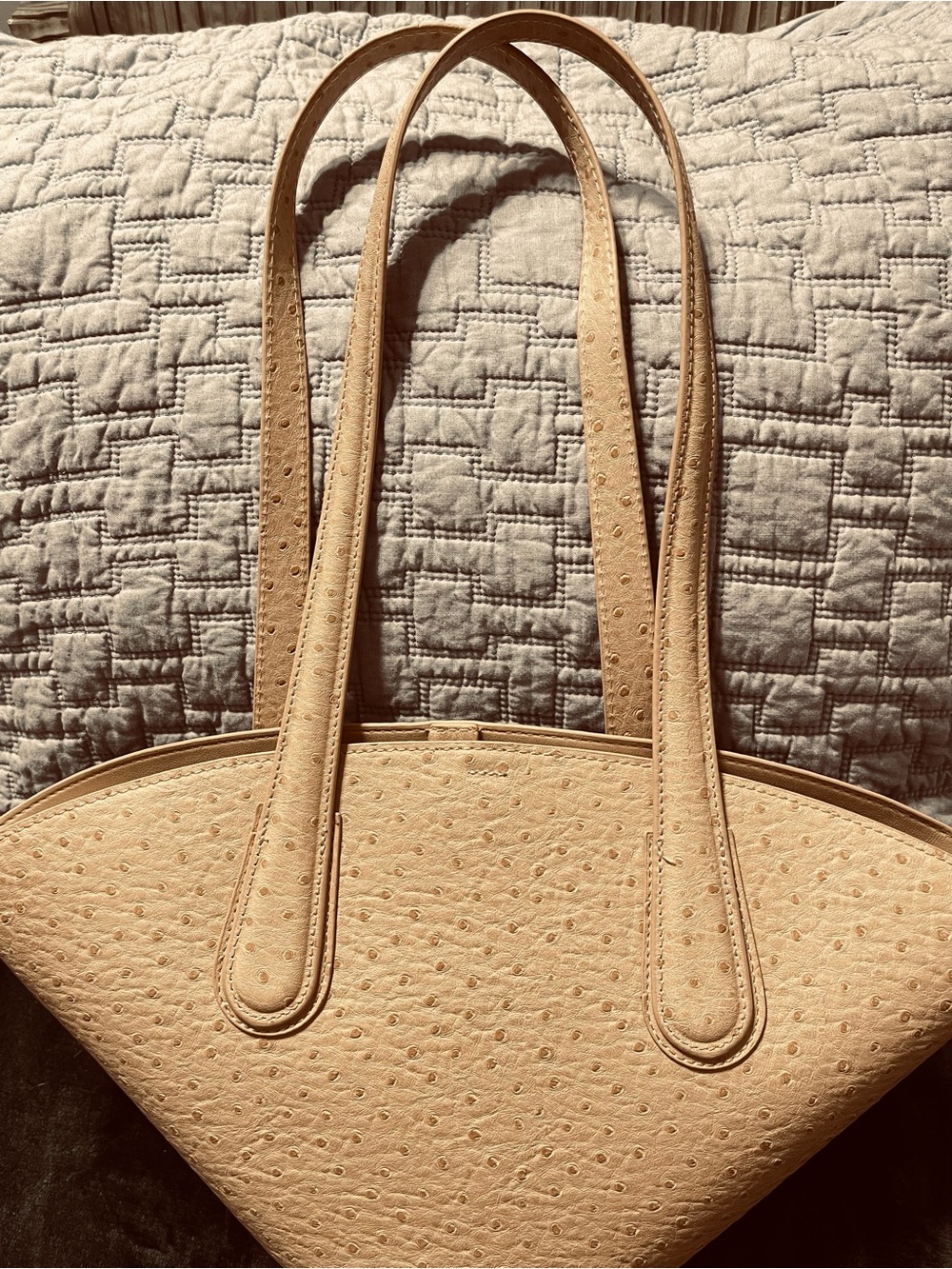 Light Yellow Small Ostrich-Texture Tote Bag - Elegant Women's Handbag,